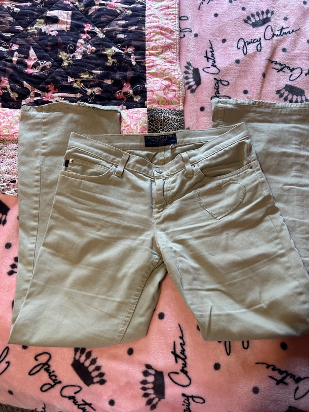 Juicy Couture Tan Boot Cut Jeans with Heart Stitching